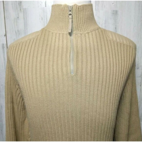 Eddie Bauer Outdoor Outfitter Tan 1/4 Zip Sweater Large Commando - Picture 1 of 6